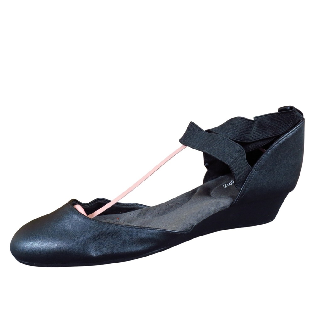 Dexflex Comfort Women‎ Wedge Pump Size 9.5 Career Casual Black Elastic Strap